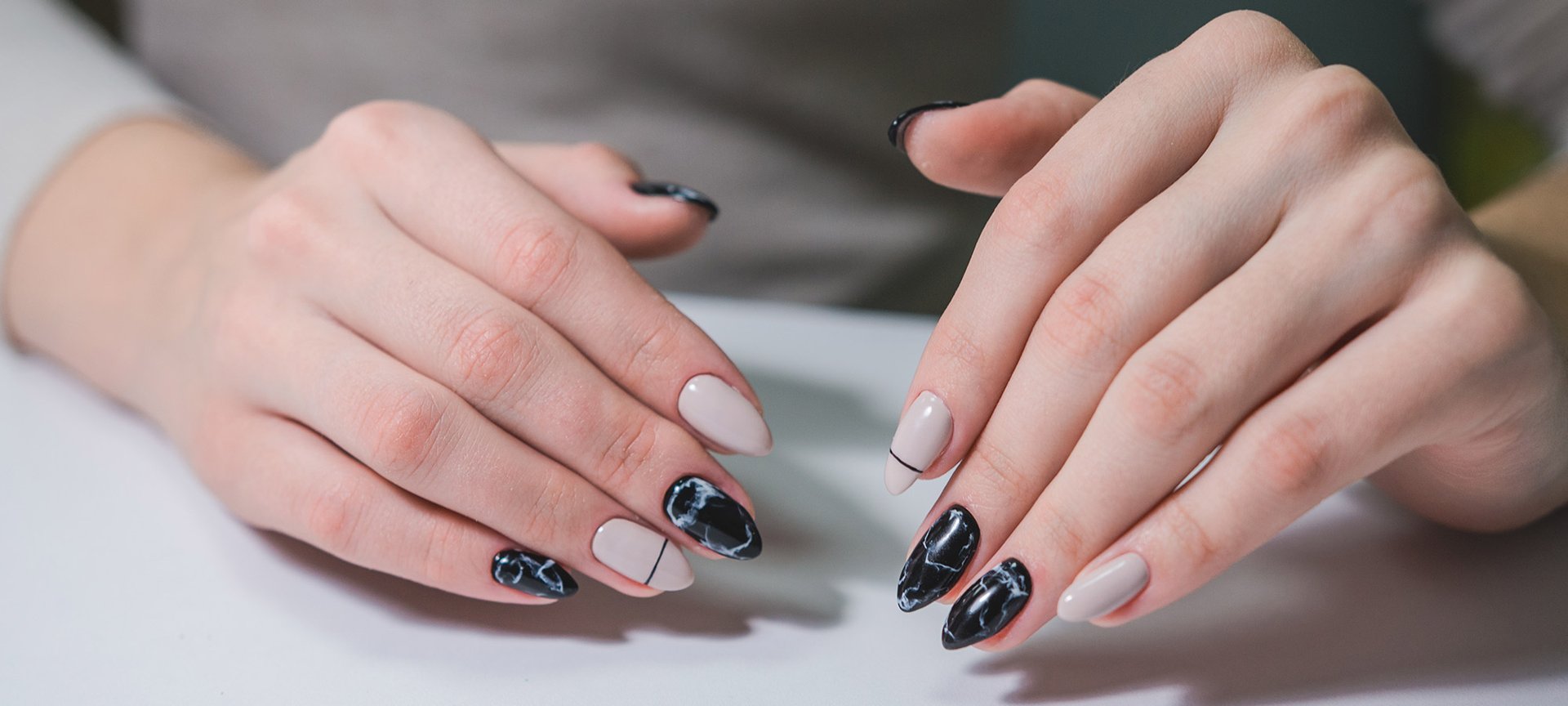Stylish Belles  Stiletto Black and White Marble Nails  Tap for