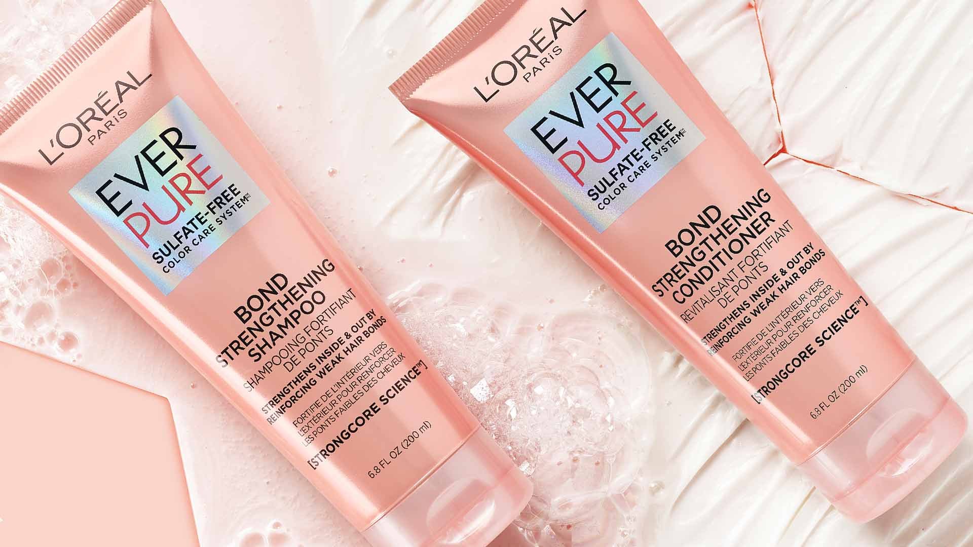 L'oreal Ever Pure Bond Strengthening Shampoo and Conditioner is an affordable store-bought shampoo option. 