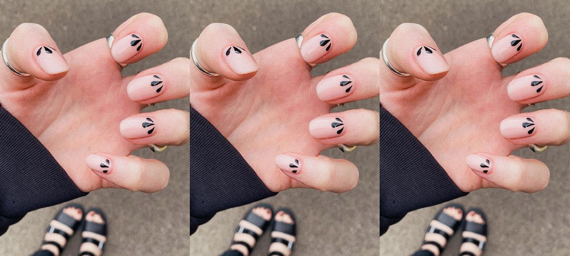 Easy Pink and Black Nails Tutorial Using Sponge Technique