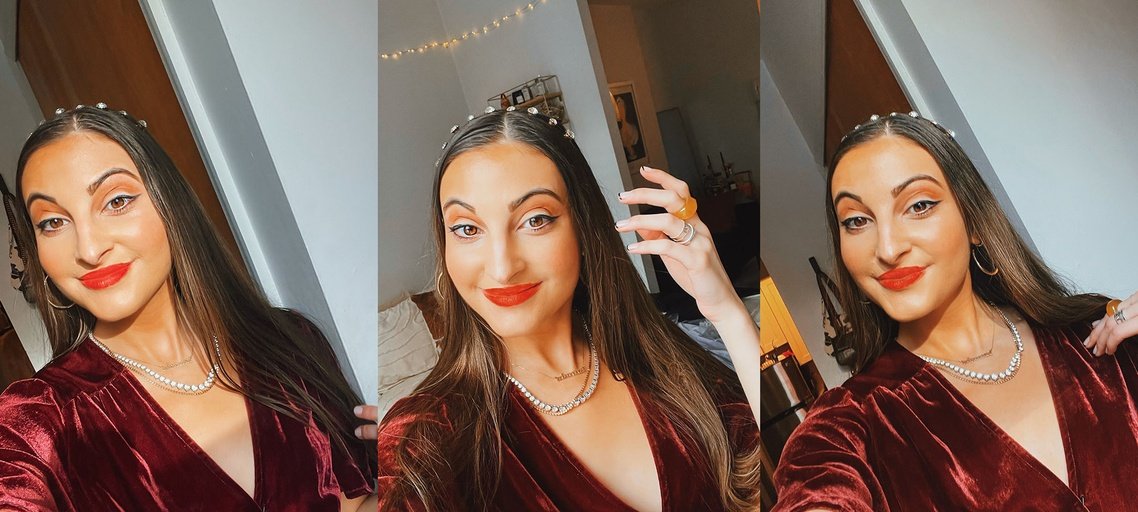 Makeup for store red dress
