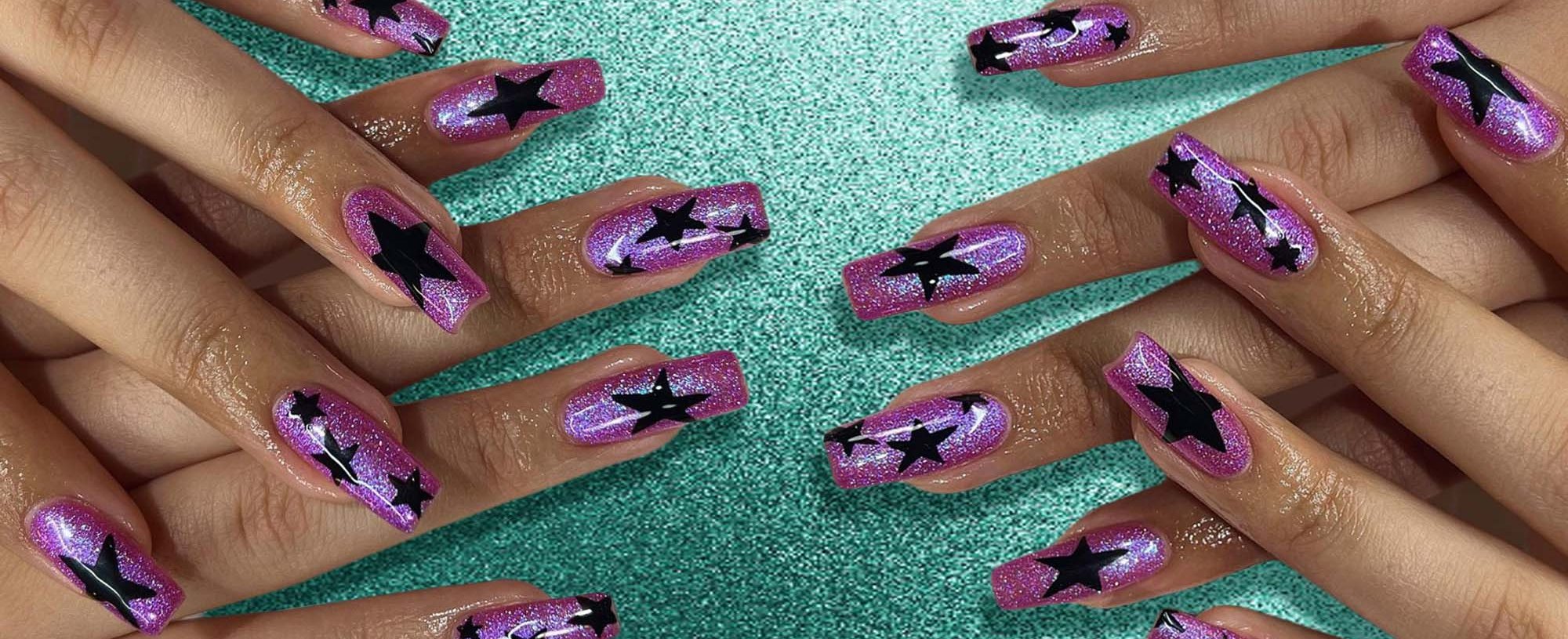 Future Sparkle: Purple Glitter Nails