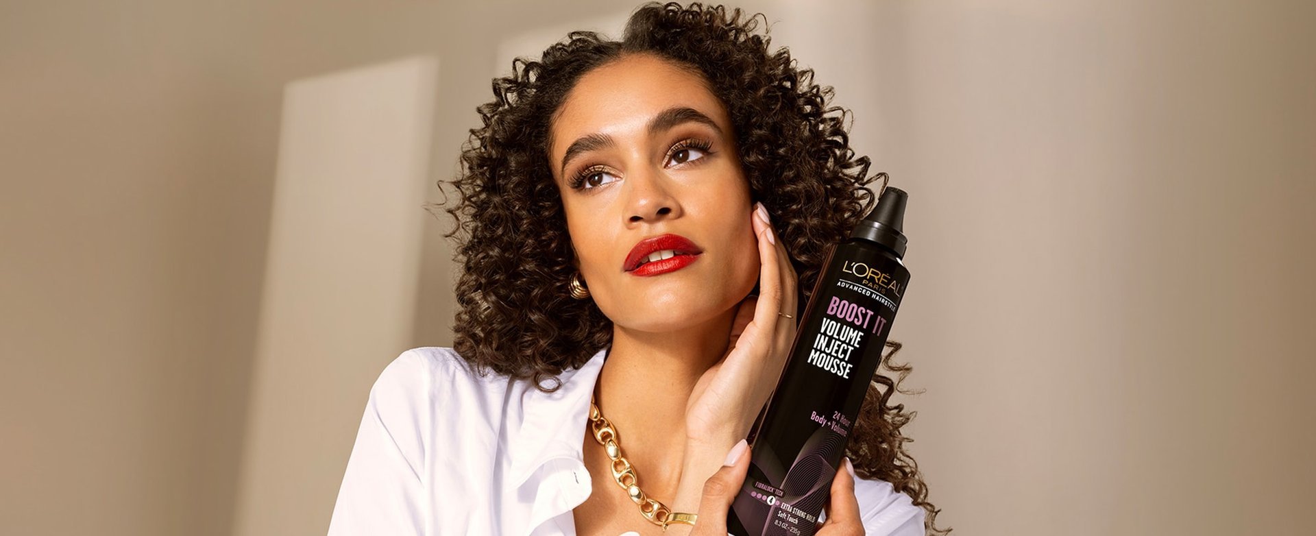 Woman with curly hair