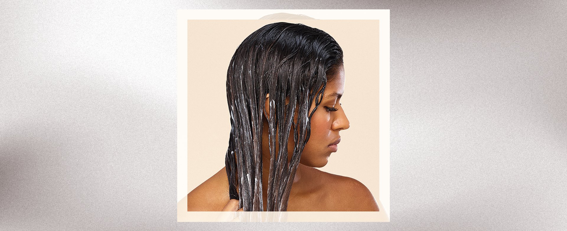 A woman with shampoo in her hair