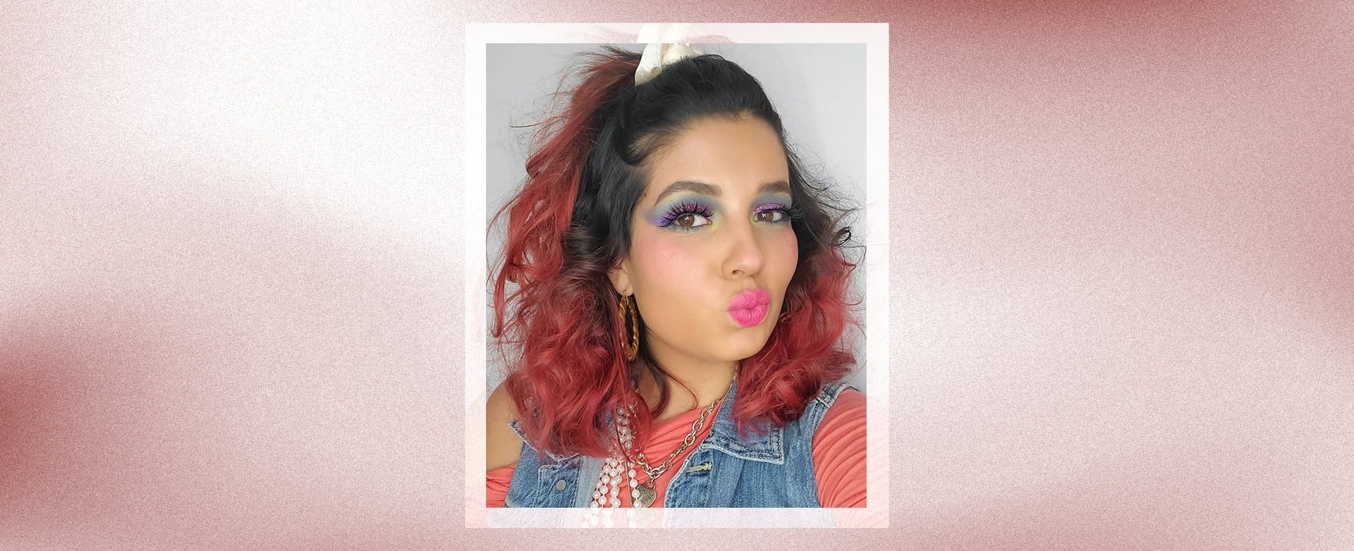 A woman with an 80's curly hairstyle