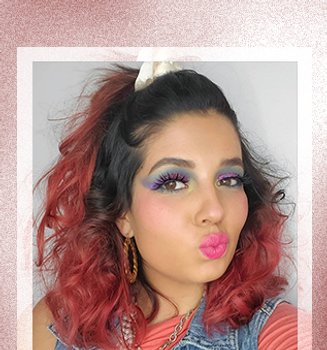 A woman with a 80's curly hairstyle