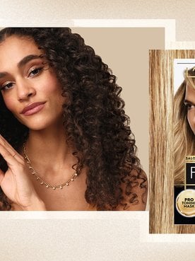 A woman holding box dye