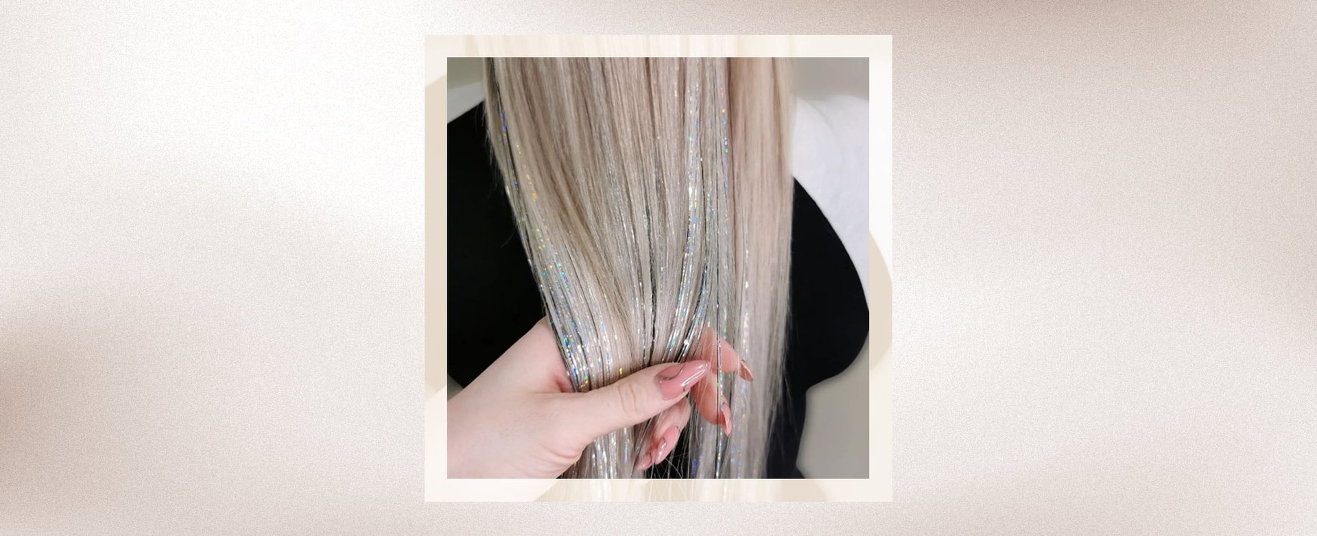 A woman wearing tinsel in her hair