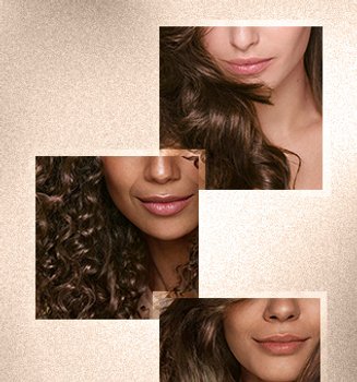 Women with light brown hair with blonde highlights styled in soft curls for dimension and glow