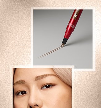 Close-up of eyebrows with new hair growth, showing natural regrowth after thinning.”