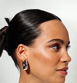 A woman with a bun hairdo