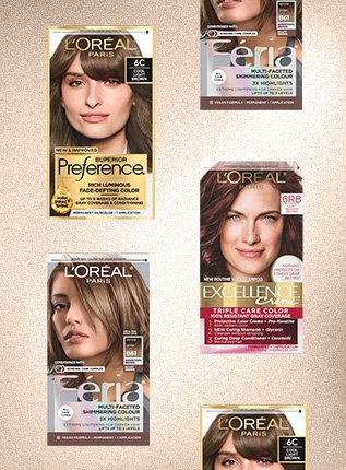 Product shots of hair dye from L'Oreal