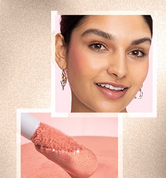 Woman wearing light pink blush