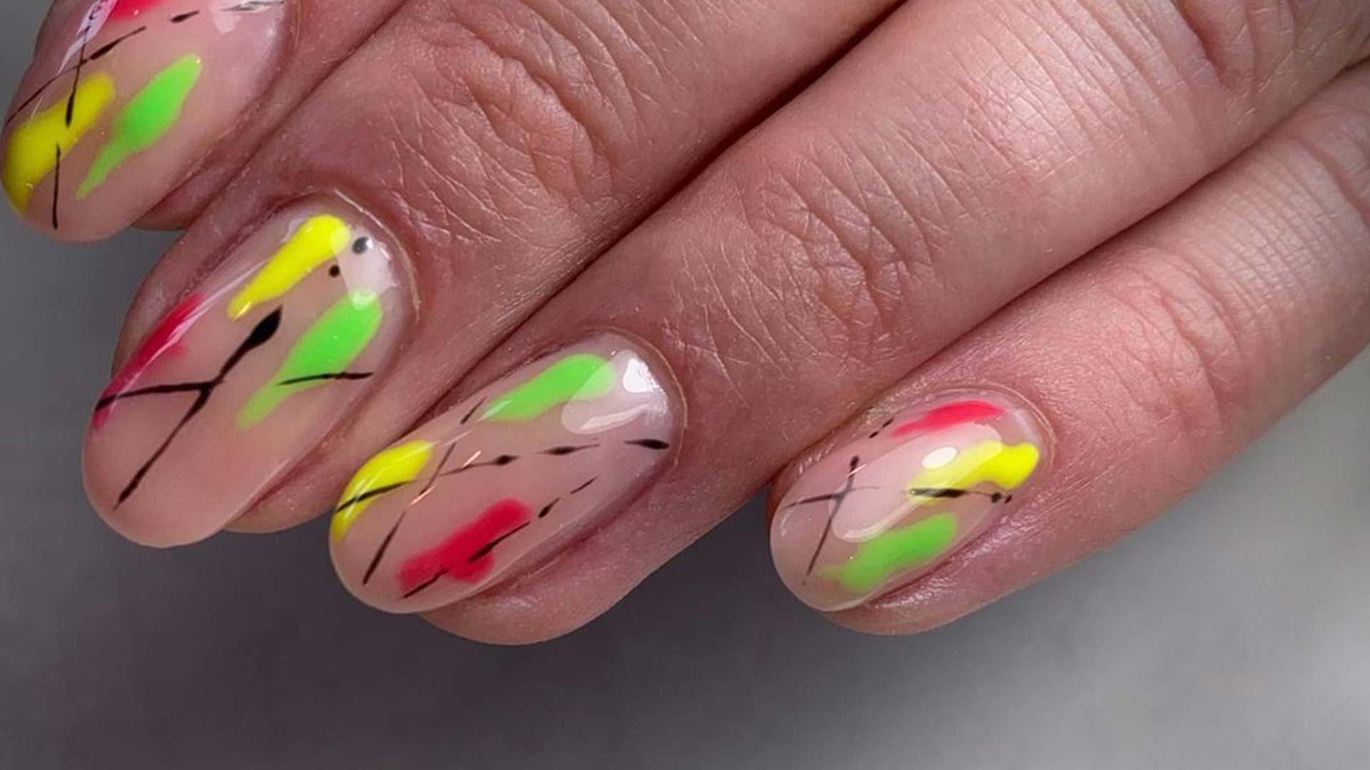7. "Funky neon nail designs for short nails" - wide 9