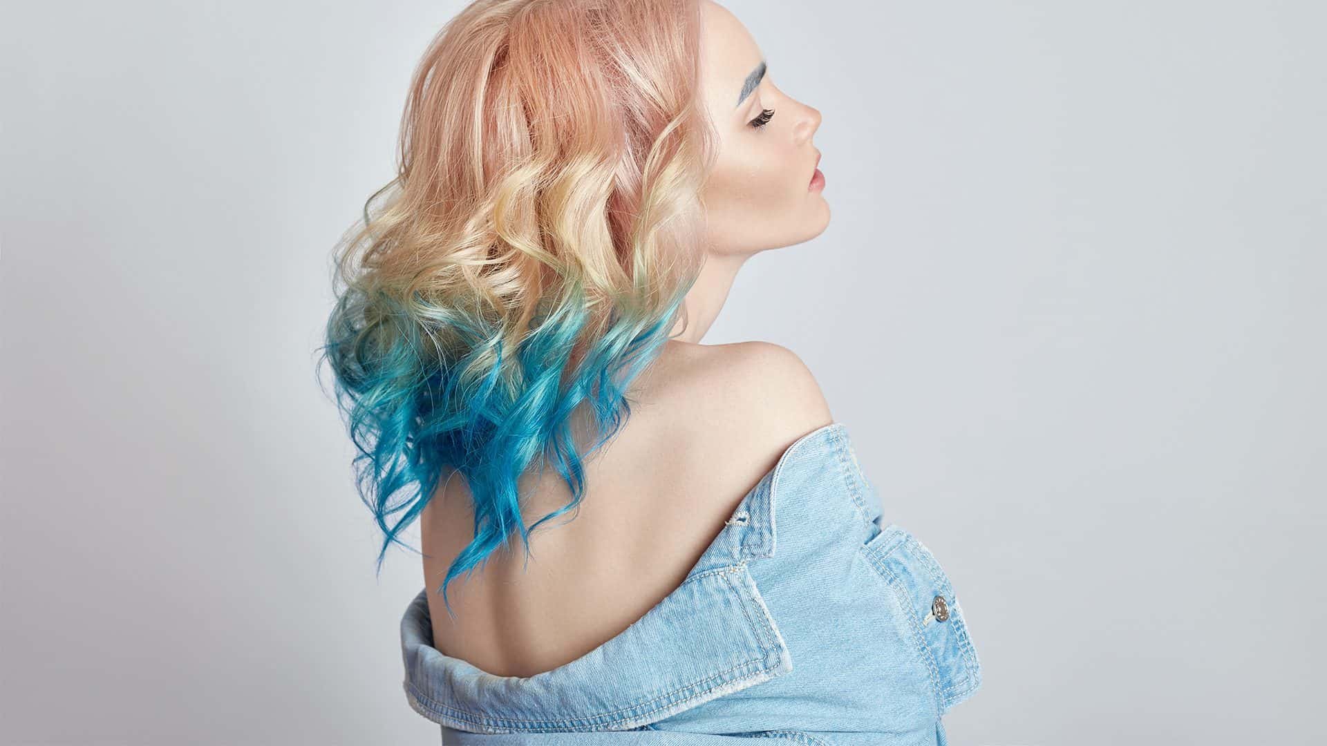 hair dyed tips blue