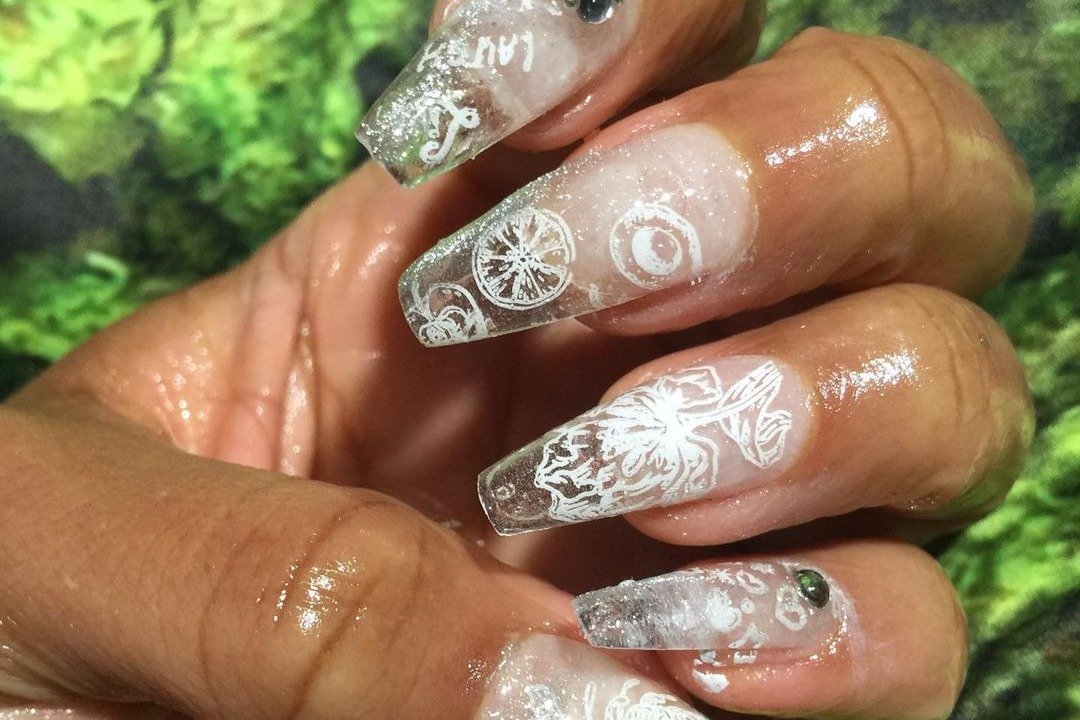 White L Designer Nail Stickers