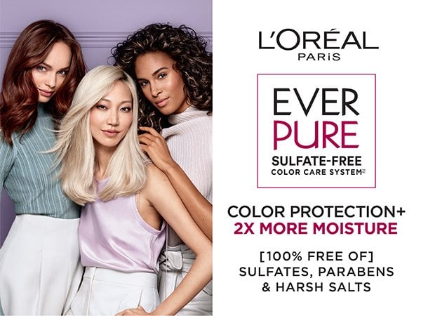 Ever Pure Moisture Shampoo and Conditioner 3 Model Color Protection Banner